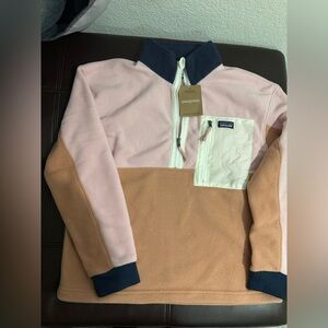 Patagonia Kids' Pink and Tan Fleece Pullover
